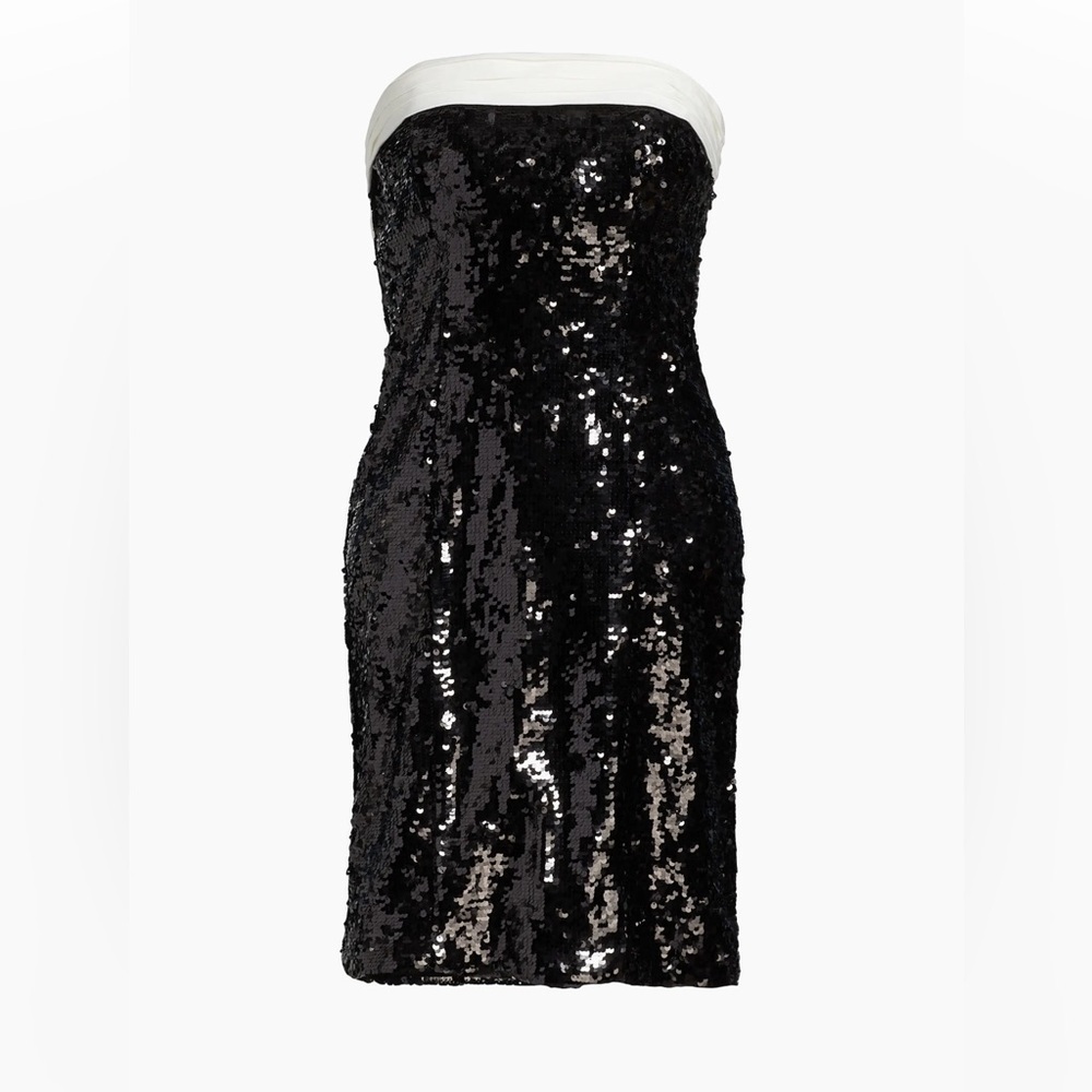 ALICE + OLIVIA REVOLVE Sibella Sequin Bow Mini Dress Black and White Size 4 NWT - Picture 5 of 16